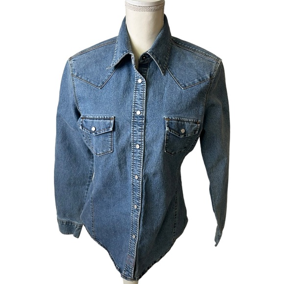 LEVI STRAUSS button down snap button denim jean long sleeve country shirt NWT - Picture 2 of 11